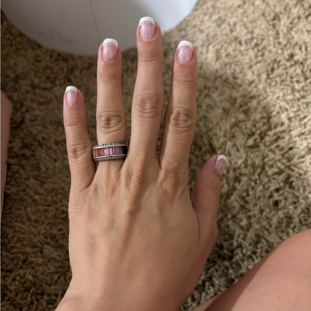 Nordstrom Rack Colorful Silver Ring Size 4.5